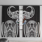 South Sydney Rabbitohs Rugby Window Curtain Polynesian Tribal Rabbit Warrior Black White Pattern