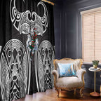 South Sydney Rabbitohs Rugby Window Curtain Polynesian Tribal Rabbit Warrior Black White Pattern