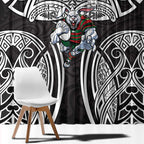 South Sydney Rabbitohs Rugby Window Curtain Polynesian Tribal Rabbit Warrior Black White Pattern