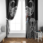 South Sydney Rabbitohs Rugby Window Curtain Polynesian Tribal Rabbit Warrior Black White Pattern