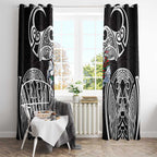 South Sydney Rabbitohs Rugby Window Curtain Polynesian Tribal Rabbit Warrior Black White Pattern