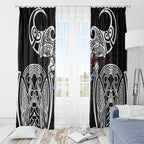 South Sydney Rabbitohs Rugby Window Curtain Polynesian Tribal Rabbit Warrior Black White Pattern