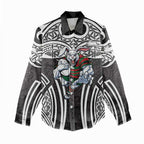 South Sydney Rabbitohs Rugby Women Casual Shirt Polynesian Tribal Rabbit Warrior Black White Pattern