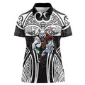 South Sydney Rabbitohs Rugby Women Polo Shirt Polynesian Tribal Rabbit Warrior Black White Pattern