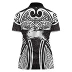 South Sydney Rabbitohs Rugby Women Polo Shirt Polynesian Tribal Rabbit Warrior Black White Pattern
