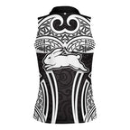 South Sydney Rabbitohs Rugby Women Sleeveless Polo Shirt Polynesian Tribal Rabbit Warrior Black White Pattern
