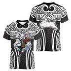 South Sydney Rabbitohs Rugby Women V-Neck T-Shirt Polynesian Tribal Rabbit Warrior Black White Pattern
