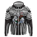 South Sydney Rabbitohs Rugby Zip Hoodie Polynesian Tribal Rabbit Warrior Black White Pattern