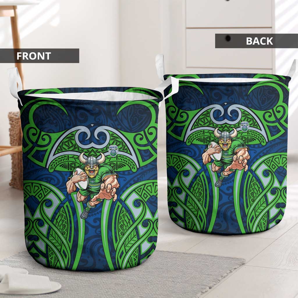 Canberra Raiders Rugby Laundry Basket Polynesian Tribal Viking Warrior Green Blue Pattern