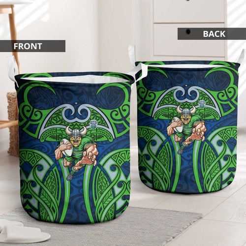 Canberra Raiders Rugby Laundry Basket Polynesian Tribal Viking Warrior Green Blue Pattern