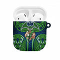 Canberra Raiders Rugby AirPods Case Polynesian Tribal Viking Warrior Green Blue Pattern