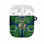 Canberra Raiders Rugby AirPods Case Polynesian Tribal Viking Warrior Green Blue Pattern