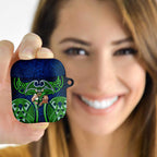 Canberra Raiders Rugby AirPods Case Polynesian Tribal Viking Warrior Green Blue Pattern