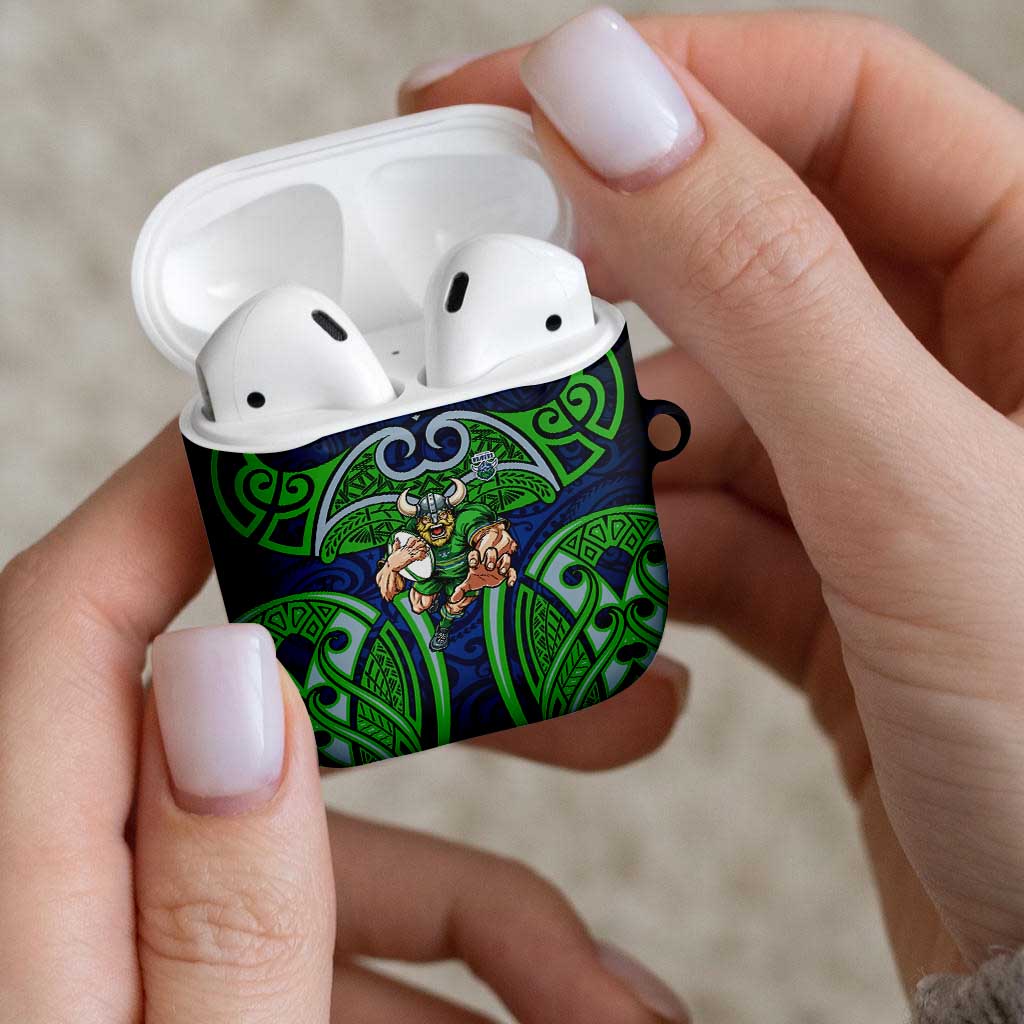 Canberra Raiders Rugby AirPods Case Polynesian Tribal Viking Warrior Green Blue Pattern