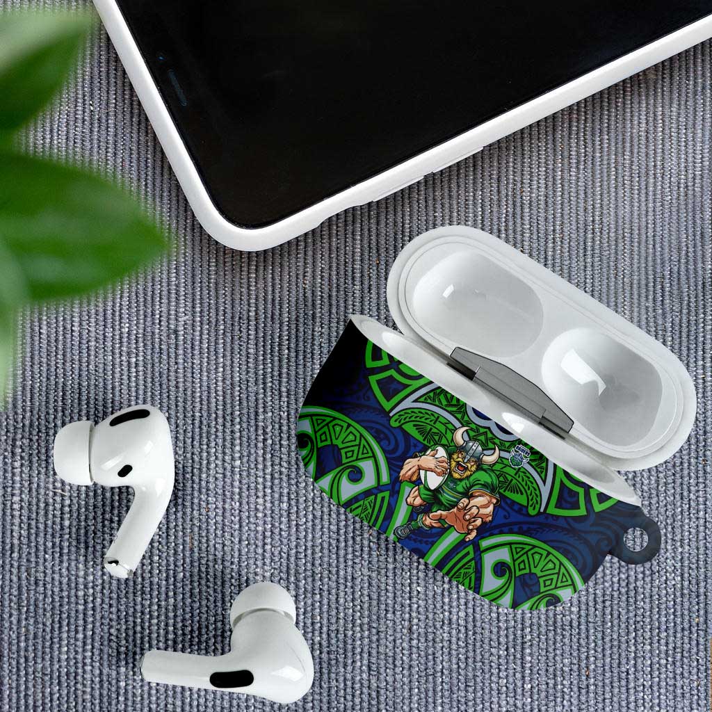 Canberra Raiders Rugby AirPods Case Polynesian Tribal Viking Warrior Green Blue Pattern