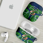 Canberra Raiders Rugby AirPods Case Polynesian Tribal Viking Warrior Green Blue Pattern