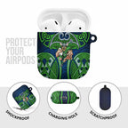 Canberra Raiders Rugby AirPods Case Polynesian Tribal Viking Warrior Green Blue Pattern
