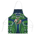 Canberra Raiders Rugby Apron Polynesian Tribal Viking Warrior Green Blue Pattern