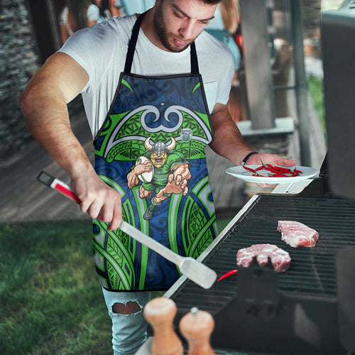 Canberra Raiders Rugby Apron Polynesian Tribal Viking Warrior Green Blue Pattern