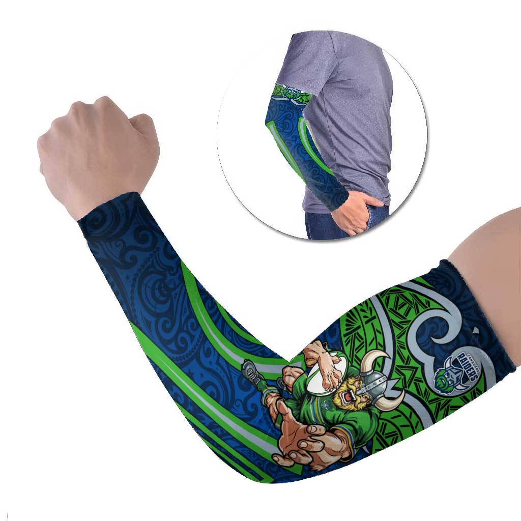 Canberra Raiders Rugby Arm Sleeves Polynesian Tribal Viking Warrior Green Blue Pattern