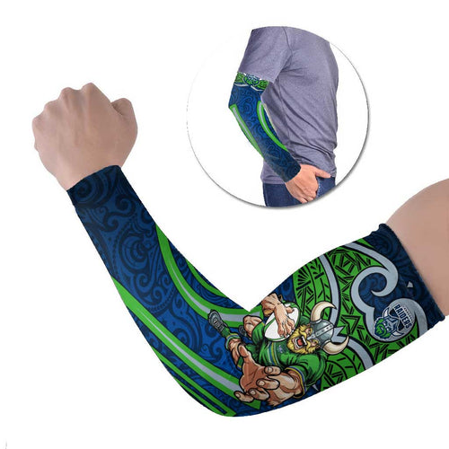 Canberra Raiders Rugby Arm Sleeves Polynesian Tribal Viking Warrior Green Blue Pattern