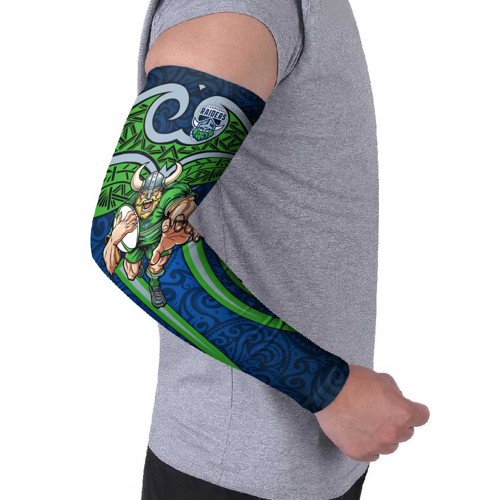 Canberra Raiders Rugby Arm Sleeves Polynesian Tribal Viking Warrior Green Blue Pattern