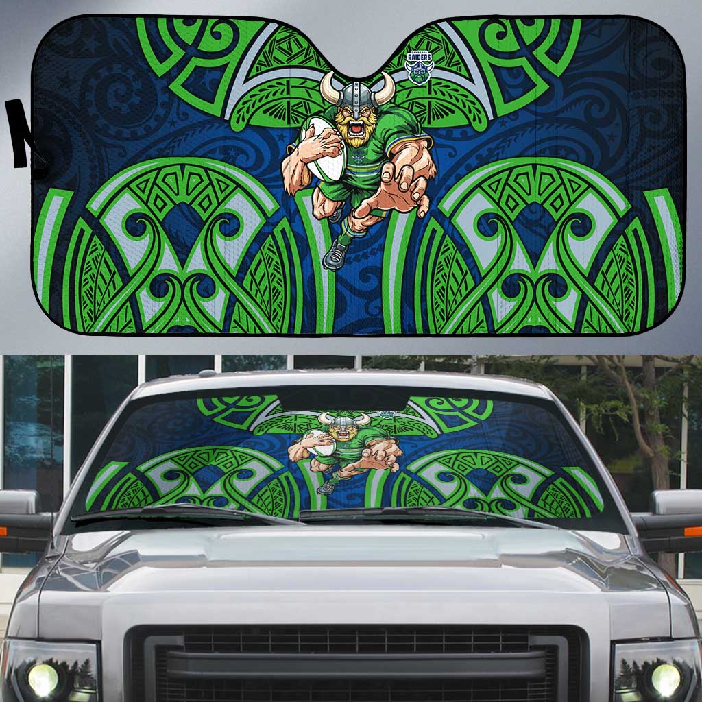 Canberra Raiders Rugby Auto Sun Shade Polynesian Tribal Viking Warrior Green Blue Pattern