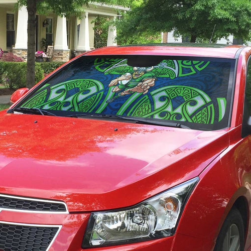 Canberra Raiders Rugby Auto Sun Shade Polynesian Tribal Viking Warrior Green Blue Pattern