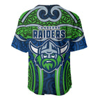 Canberra Raiders Rugby Baseball Jersey Polynesian Tribal Viking Warrior Green Blue Pattern