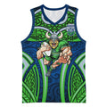 Canberra Raiders Rugby Basketball Jersey Polynesian Tribal Viking Warrior Green Blue Pattern