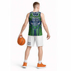Canberra Raiders Rugby Basketball Jersey Polynesian Tribal Viking Warrior Green Blue Pattern