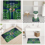 Canberra Raiders Rugby Bathroom Set Polynesian Tribal Viking Warrior Green Blue Pattern