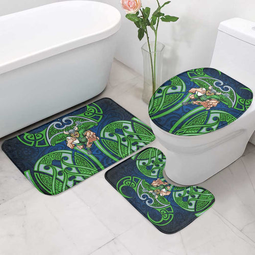 Canberra Raiders Rugby Bathroom Set Polynesian Tribal Viking Warrior Green Blue Pattern