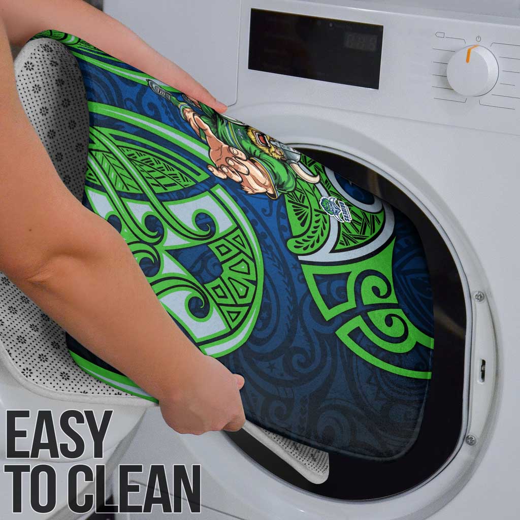 Canberra Raiders Rugby Bathroom Set Polynesian Tribal Viking Warrior Green Blue Pattern