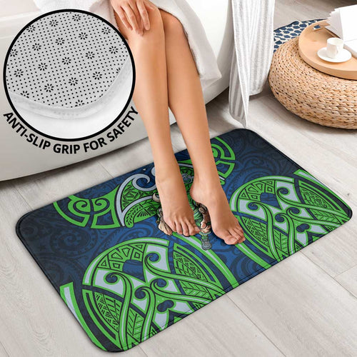 Canberra Raiders Rugby Bathroom Set Polynesian Tribal Viking Warrior Green Blue Pattern
