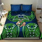 Canberra Raiders Rugby Bedding Set Polynesian Tribal Viking Warrior Green Blue Pattern