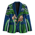 Canberra Raiders Rugby Blazer Polynesian Tribal Viking Warrior Green Blue Pattern