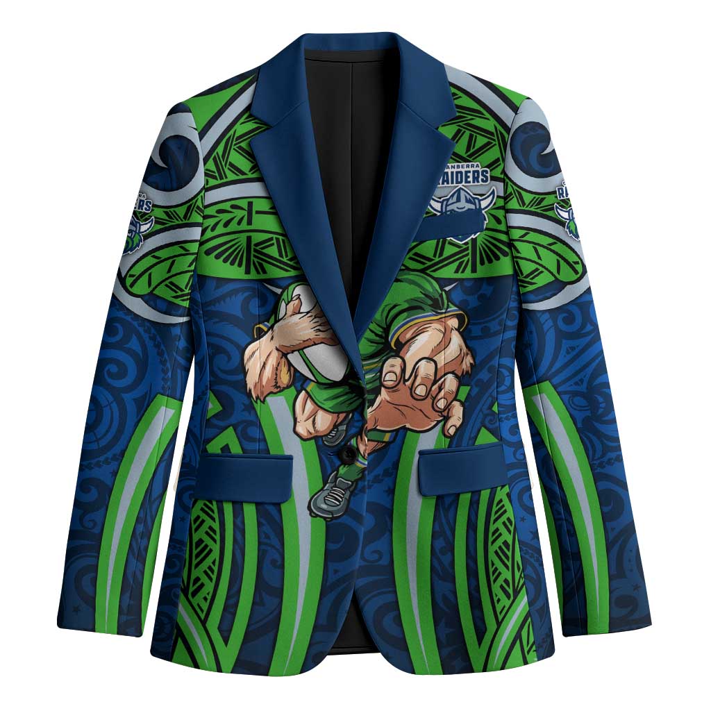 Canberra Raiders Rugby Blazer Polynesian Tribal Viking Warrior Green Blue Pattern