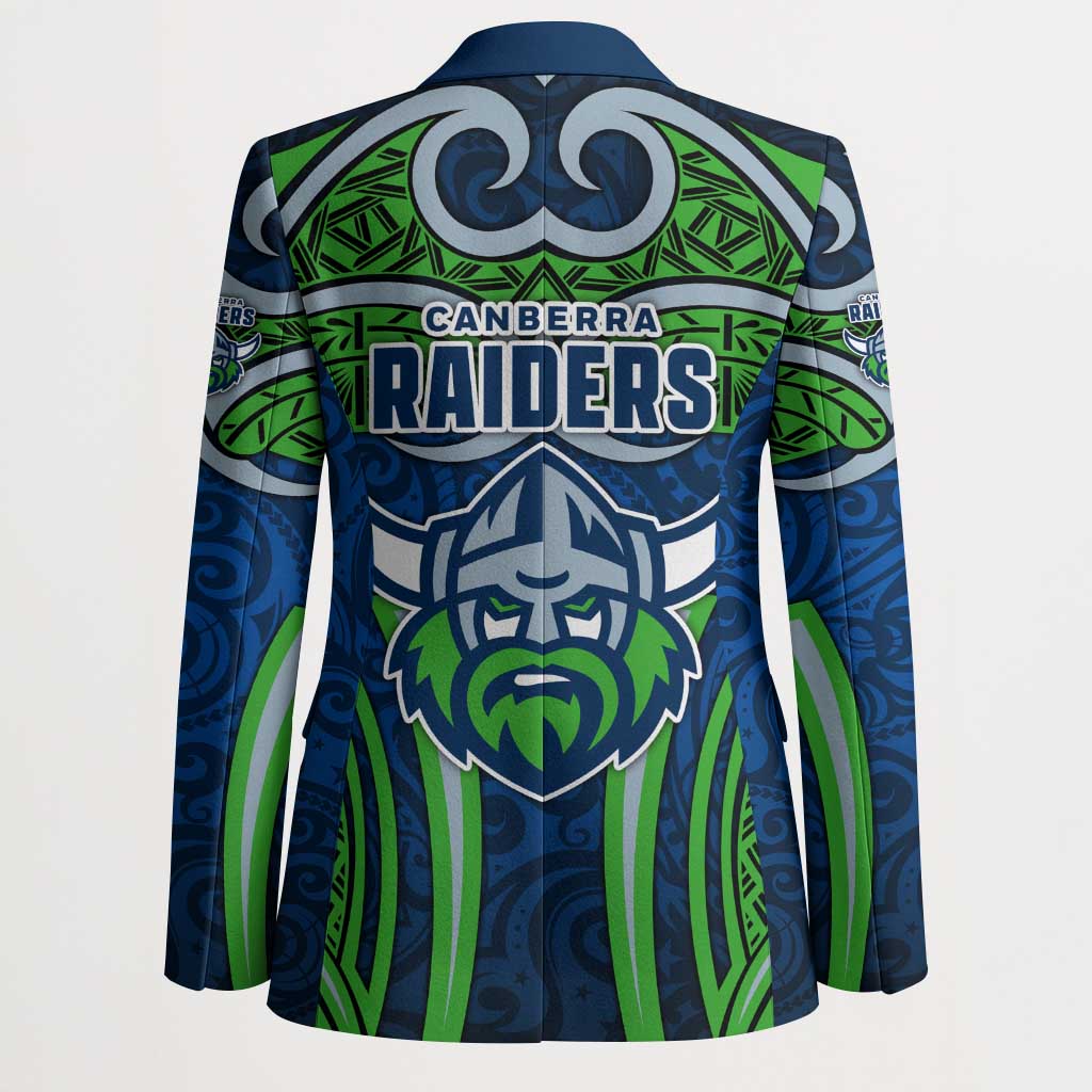 Canberra Raiders Rugby Blazer Polynesian Tribal Viking Warrior Green Blue Pattern