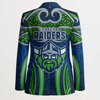 Canberra Raiders Rugby Blazer Polynesian Tribal Viking Warrior Green Blue Pattern