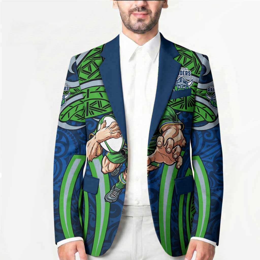 Canberra Raiders Rugby Blazer Polynesian Tribal Viking Warrior Green Blue Pattern