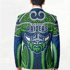 Canberra Raiders Rugby Blazer Polynesian Tribal Viking Warrior Green Blue Pattern