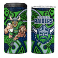 Canberra Raiders Rugby 4 in 1 Can Cooler Tumbler Polynesian Tribal Viking Warrior Green Blue Pattern