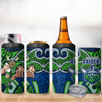 Canberra Raiders Rugby 4 in 1 Can Cooler Tumbler Polynesian Tribal Viking Warrior Green Blue Pattern