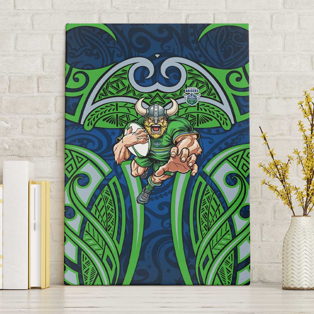 Canberra Raiders Rugby Canvas Wall Art Polynesian Tribal Viking Warrior Green Blue Pattern