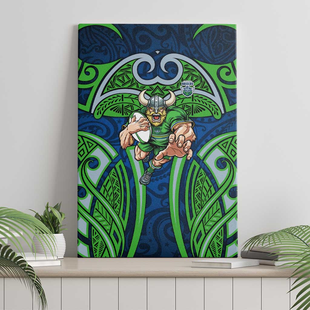 Canberra Raiders Rugby Canvas Wall Art Polynesian Tribal Viking Warrior Green Blue Pattern