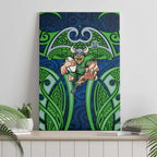 Canberra Raiders Rugby Canvas Wall Art Polynesian Tribal Viking Warrior Green Blue Pattern