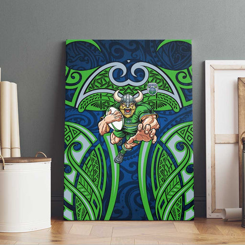 Canberra Raiders Rugby Canvas Wall Art Polynesian Tribal Viking Warrior Green Blue Pattern