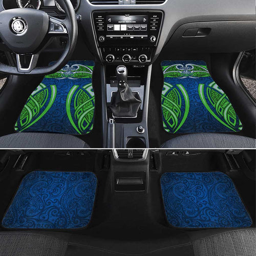 Canberra Raiders Rugby Car Mats Polynesian Tribal Viking Warrior Green Blue Pattern
