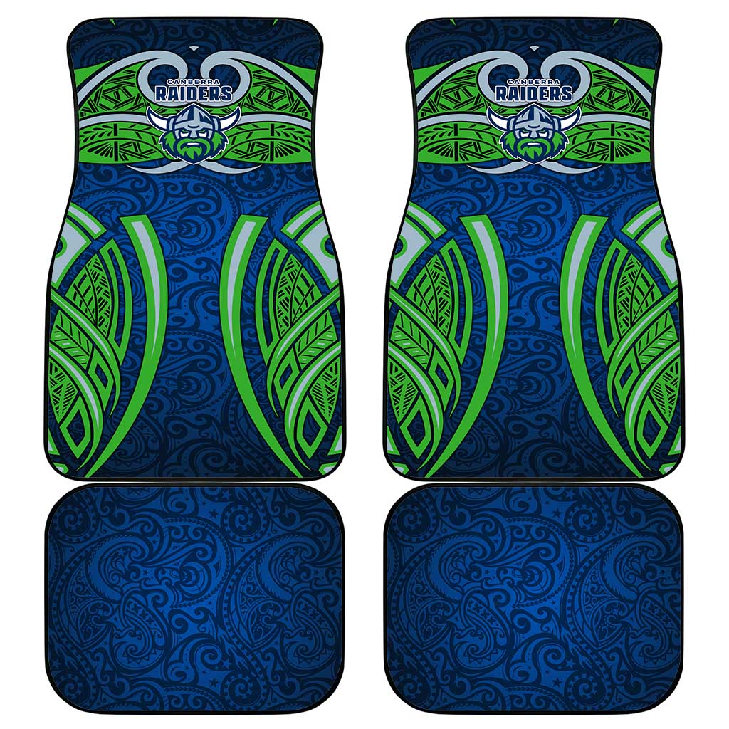 Canberra Raiders Rugby Car Mats Polynesian Tribal Viking Warrior Green Blue Pattern